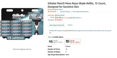 Gillette Mach3 Mens Razor Blade Refills