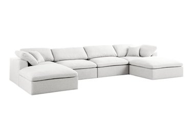 white plush u-shape sofa