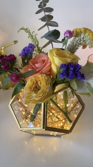 fairy light flower arrangement