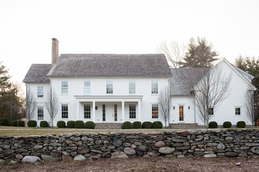 White house with brown roof