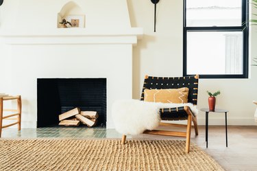 Scandi-style living room with black and wood chair