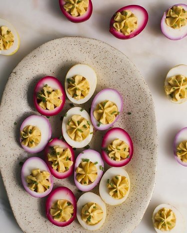 A Cozy Kitchen Naturally Dyed Picked Deviled Eggs