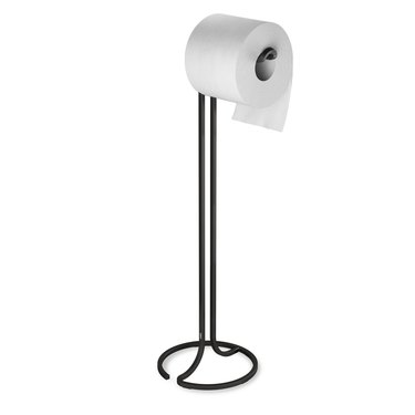 black freestanding toilet paper stand