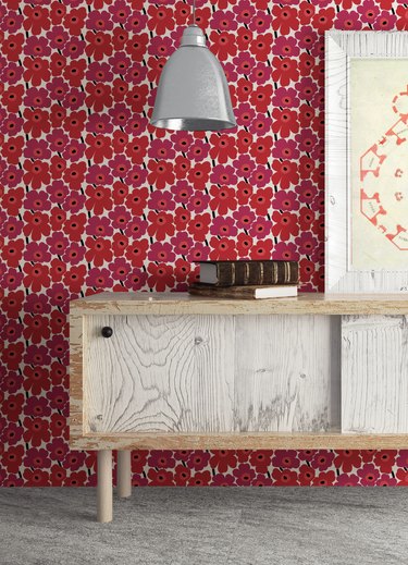 Red Pieni Unikko Peel and Stick Wallpaper