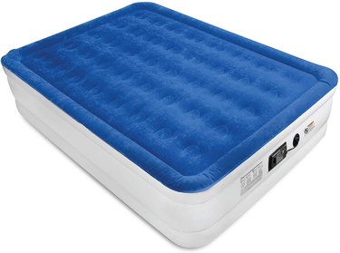 White air mattress with blue flocking