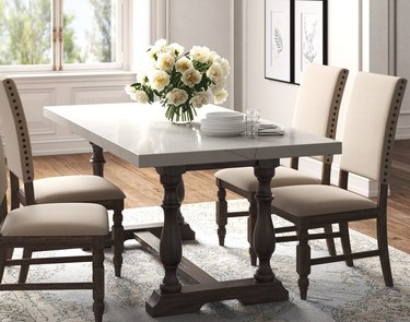 Concert 72'' Marble-Topped Trestle Dining Table