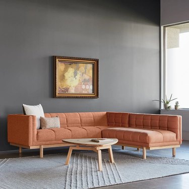 orange L-shape sofa