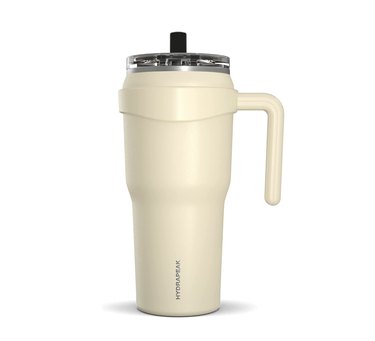 cream water bottle with straw and handle