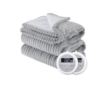 ribbed gray electric blanket
