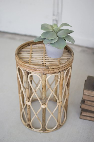 etsy rattan and cane side table