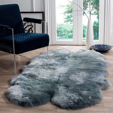 blue sheepskin rug