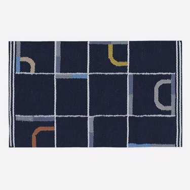 modern rug in blue
