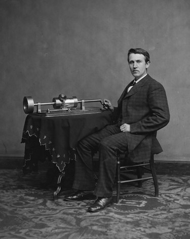 A young Thomas Edison with his phonograph.