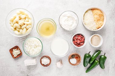 Ingredients for jalapeño popper gnocchi casserole