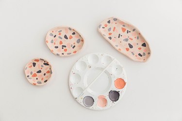 Paint the terrazzo effect on all of your DIY clay dishes.