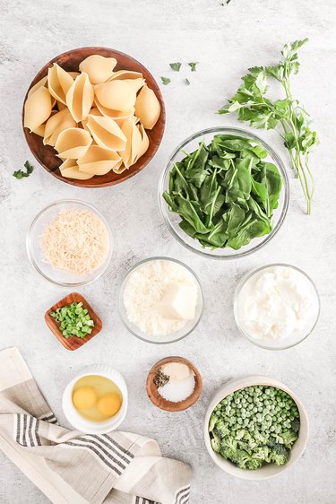 Ingredients for spring stuffed shells