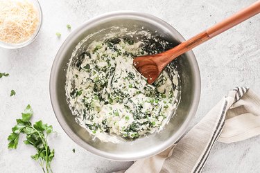 Stuffed shell ricotta mixture in a big bowl