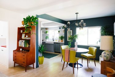 teal and lime green dining room color idea