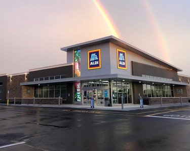 aldi store with rainbow