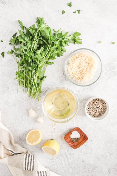 Ingredients for lemon parsley pesto