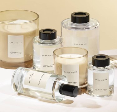 fragrance items in a group, including a candle and jars