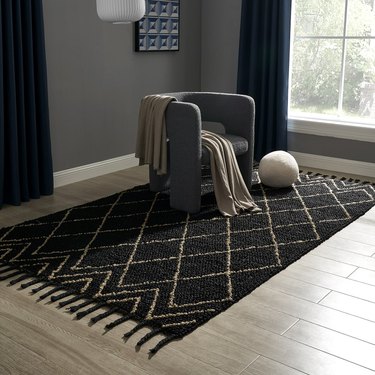 black patterned jute rug