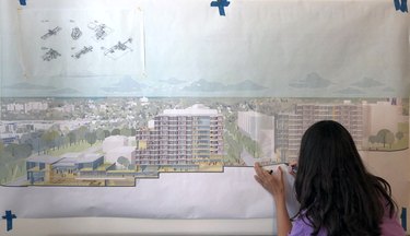 mary anne ocampo working on urban design sketch