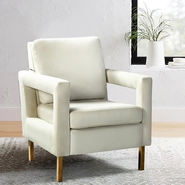 white velvet chair