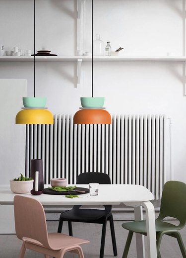 colorful lighting above table