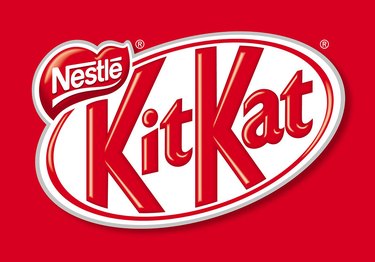 A white on red KitKat logo.