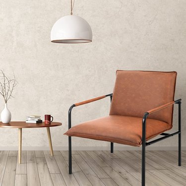 faux leather midcentury modern chair