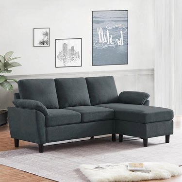 gray sofa with pillow-top arms