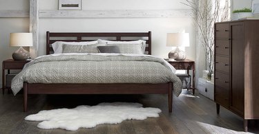 sheepskin rug in bedroom