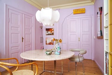 lavender and light yellow office idea