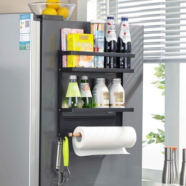 magnetic organizer shelf with paper towel holder