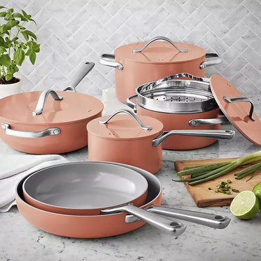 pink pot and pan set