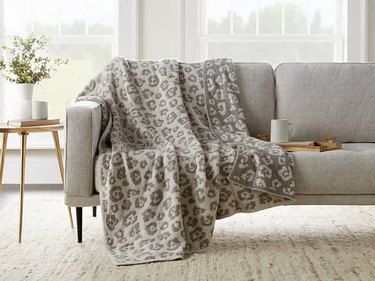 leopard print blanket on couch