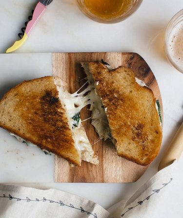 A Cozy Kitchen Spinach and Artichoke Dip Grilled Cheese
