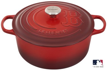 le creuset x mlb boston red sox dutch oven in red