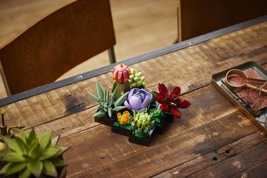 lego succulent on wood table