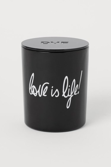 "love is life" candle