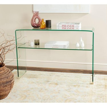 Small Entryway Table glass with shelves