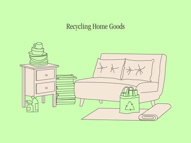 An illustration showing examples of recyclable home goods.