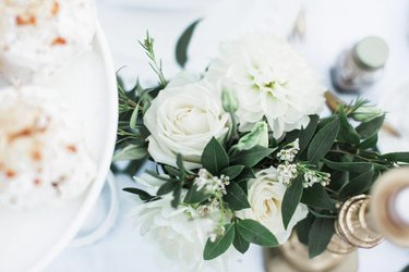 white and green summer flower arrangement