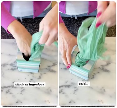 How to store plastic bags in an empty tissue box