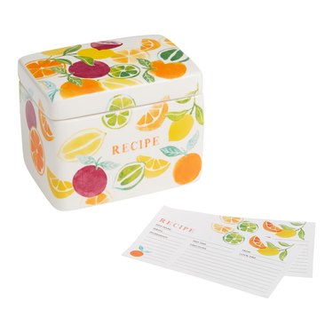 Citrus Fruit Ceramic Recipe Box With Cards
