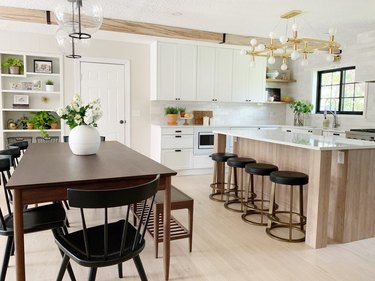 taupe walls with white cabinets