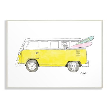 yellow retro van wall art