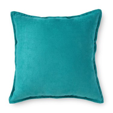 blue faux suede throw pillow