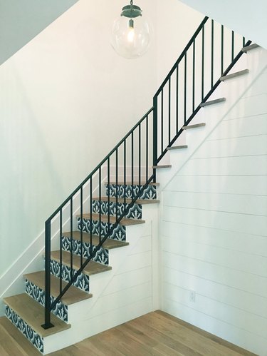 farmhouse hallway lighting in a stairwell